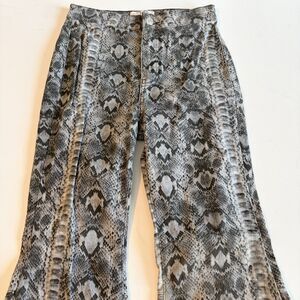 Free People 28 Float On Flare Snake Print Bells Jeans Gray Denim Boho Rare